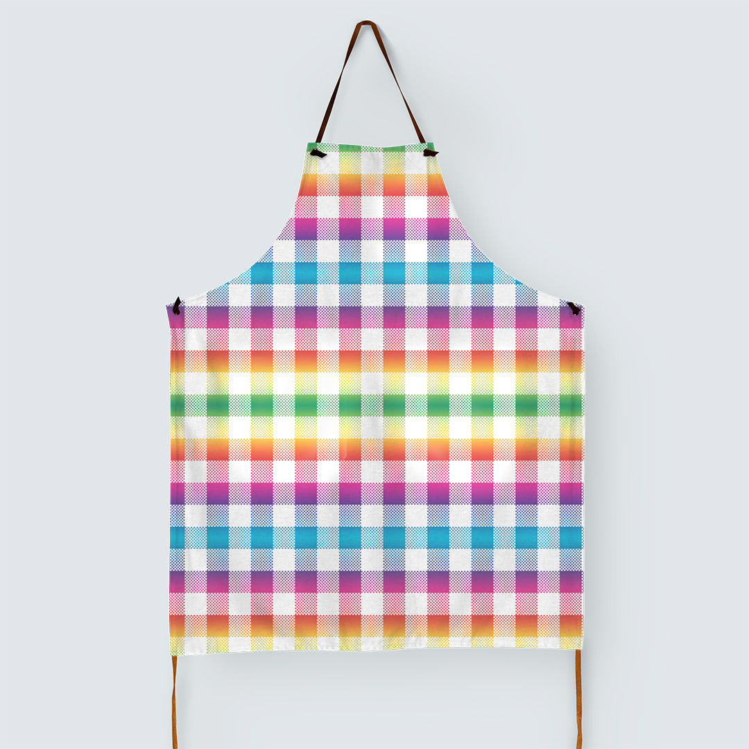 Bright Summer Rainbow White Checks Fabric 1458