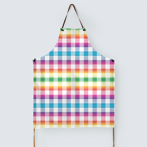 Bright Summer Rainbow White Checks Fabric 1458