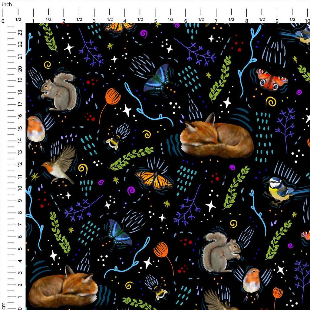 British Wildlife Doodle Fabric