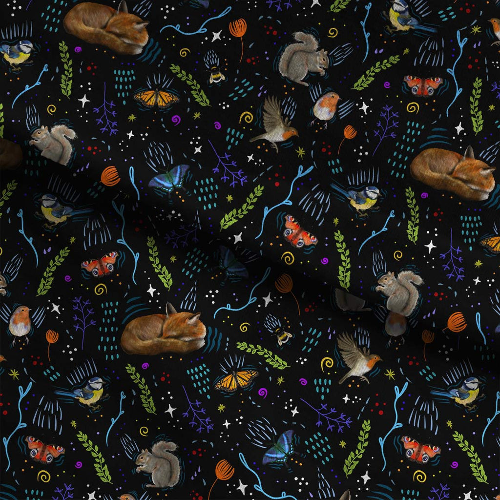 British Wildlife Doodle Fabric