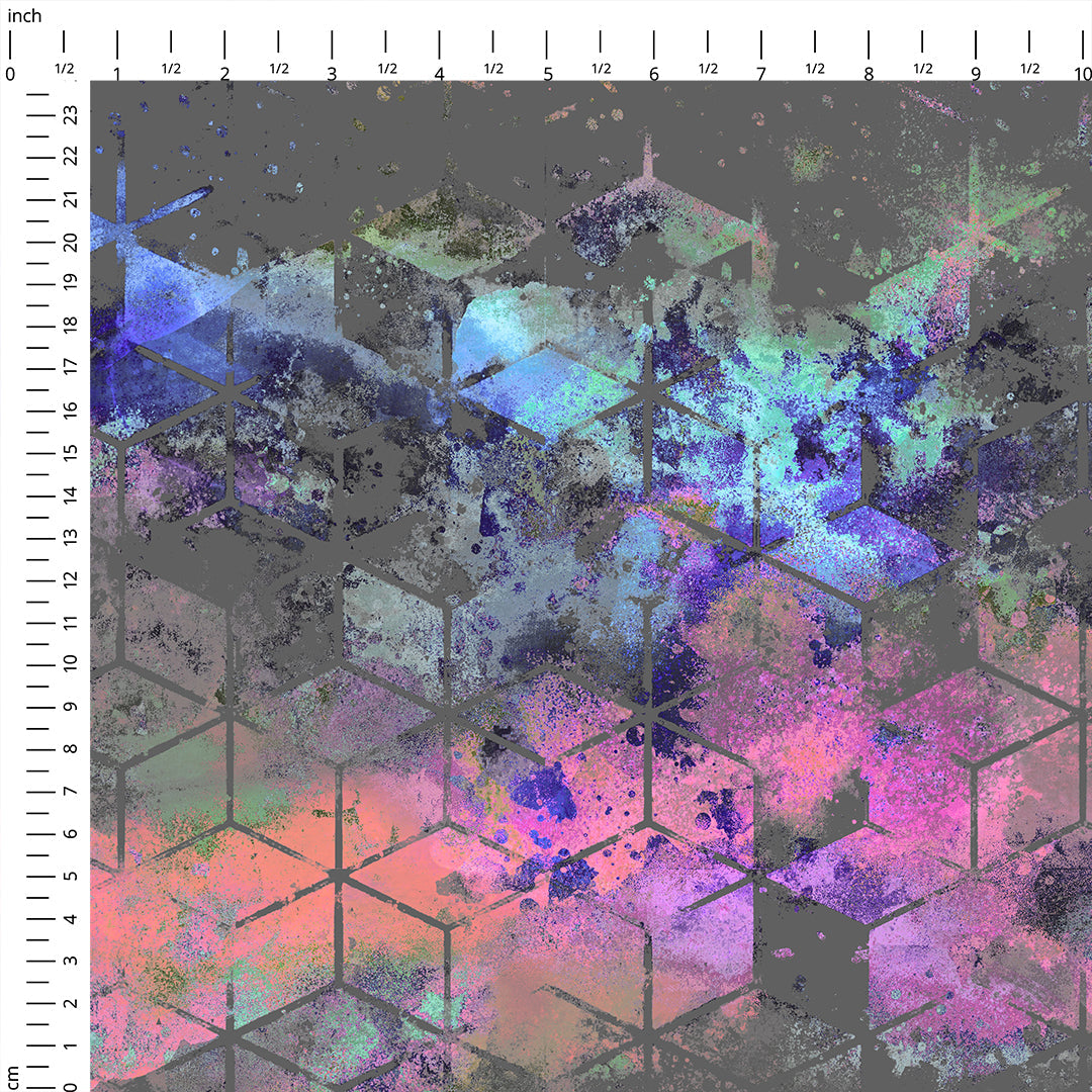 Broken Geo Abstract Grey Fabric