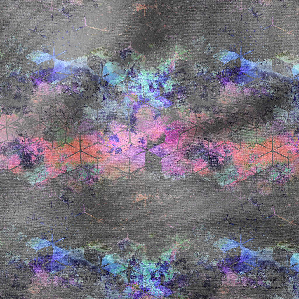 Broken Geo Abstract Grey Fabric