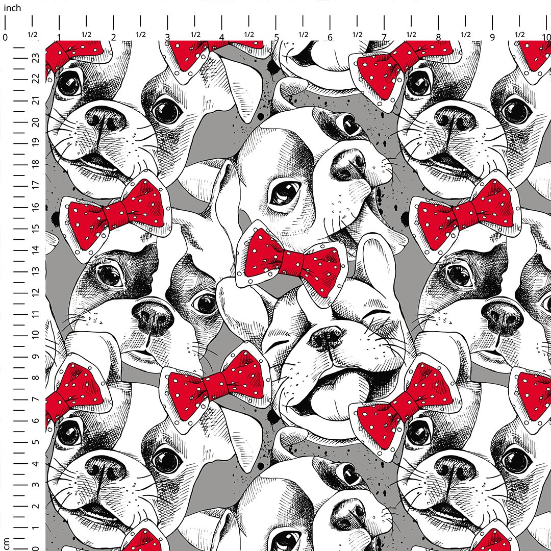Bulldogs with Bows Fabric