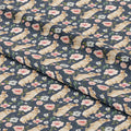 Spring Bunny Dark Blue Fabric