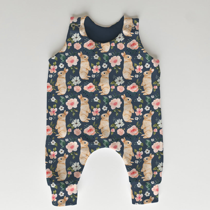 Spring Bunny Dark Blue Fabric