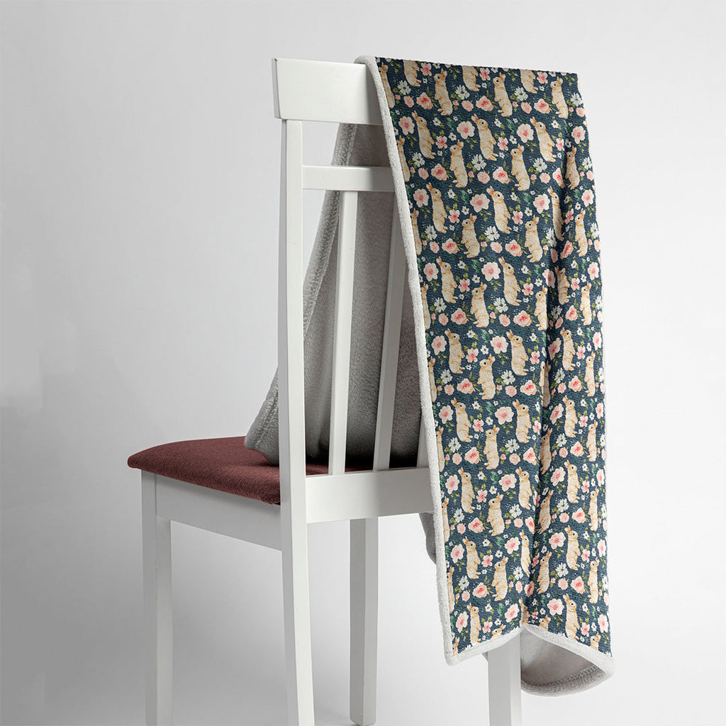 Spring Bunny Dark Blue Fabric