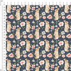 Spring Bunny Dark Blue Fabric