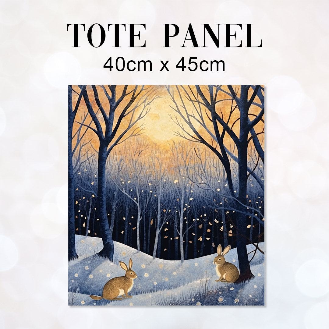 TOTE Bunny Winter Wonderland Fabric Bag Panel