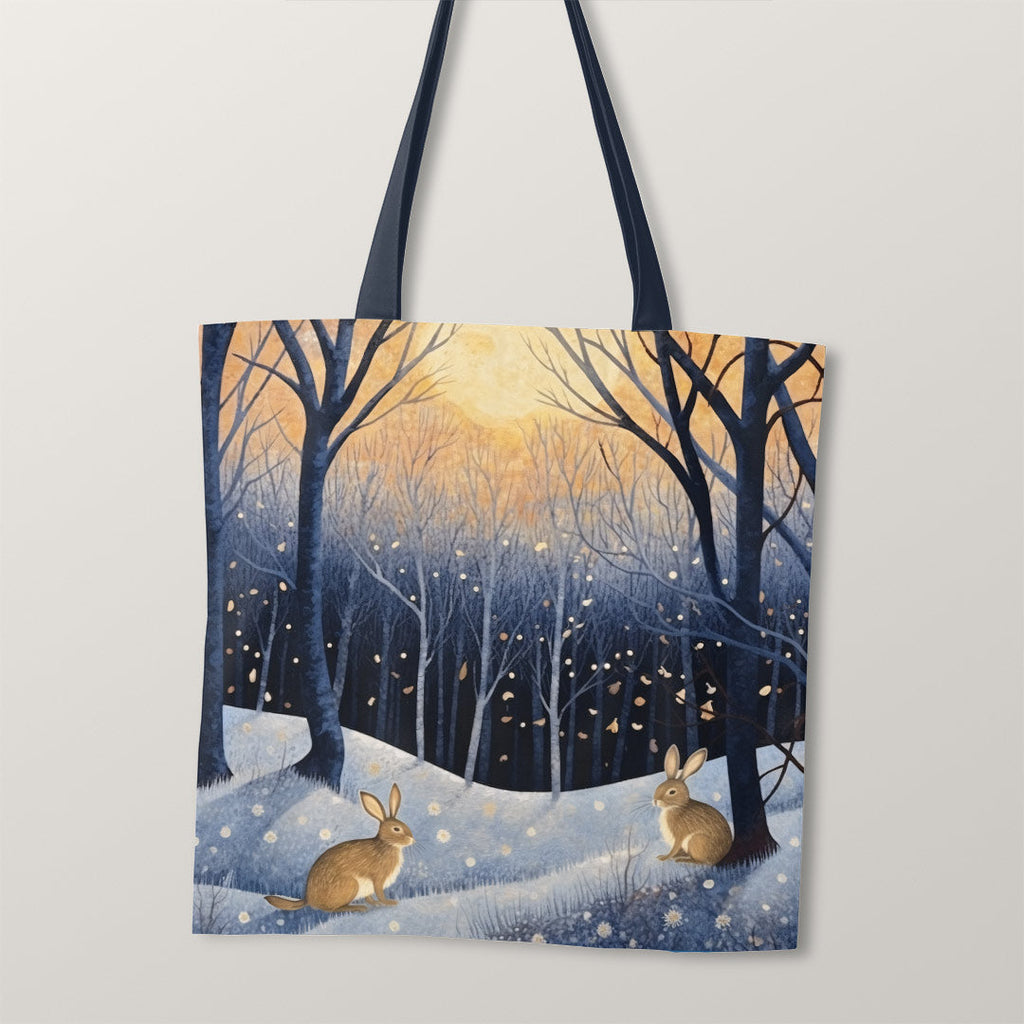 TOTE Bunny Winter Wonderland Fabric Bag Panel