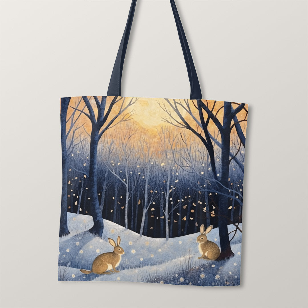 TOTE Bunny Winter Wonderland Fabric Bag Panel