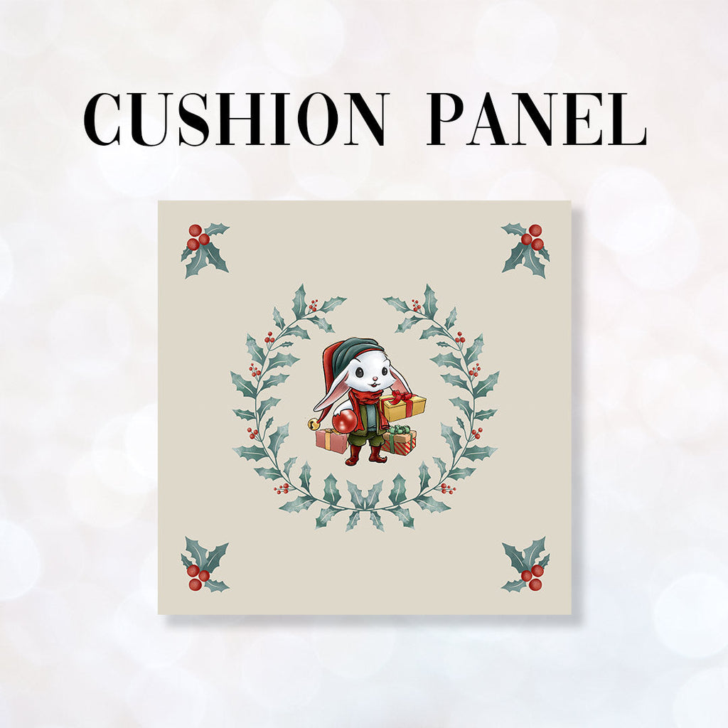 CUSHION Fabric Panel Bunny Wreath CP-1183