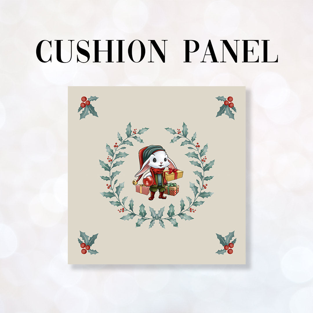 CUSHION Fabric Panel Bunny Wreath CP-1183