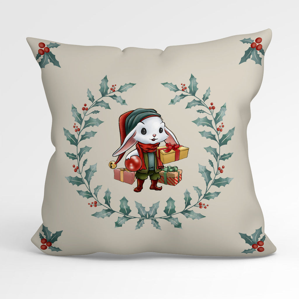 CUSHION Fabric Panel Bunny Wreath CP-1183