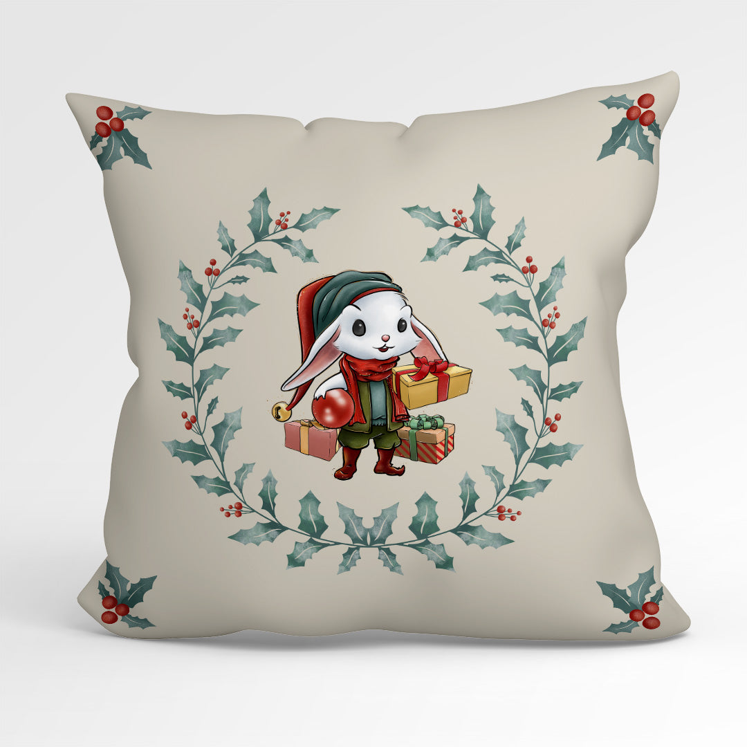 CUSHION Fabric Panel Bunny Wreath CP-1183
