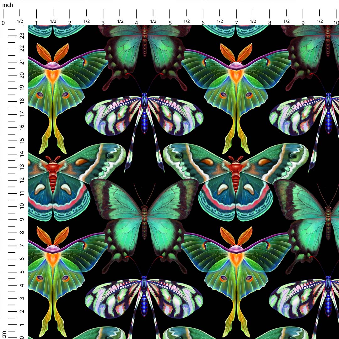 Gardens of Eden Butterflies Black Fabric