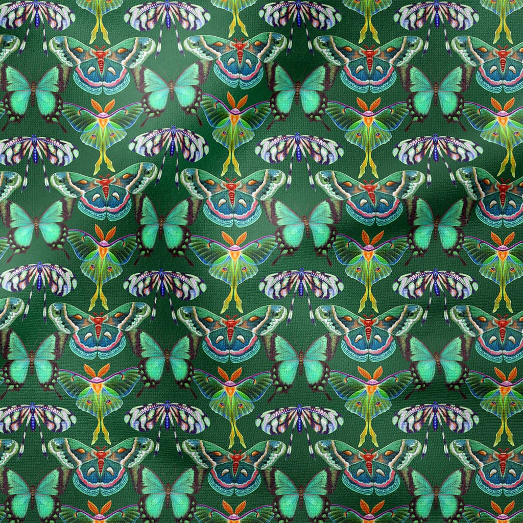 Gardens of Eden Butterflies Green Fabric