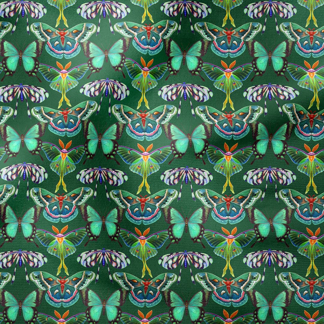 Gardens of Eden Butterflies Green Fabric