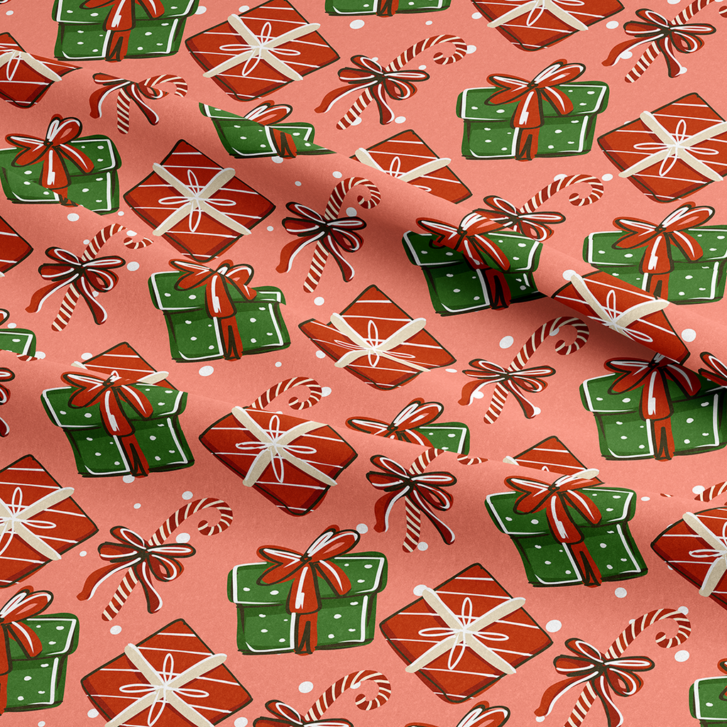 Christmas Gifts Peachy Fabric