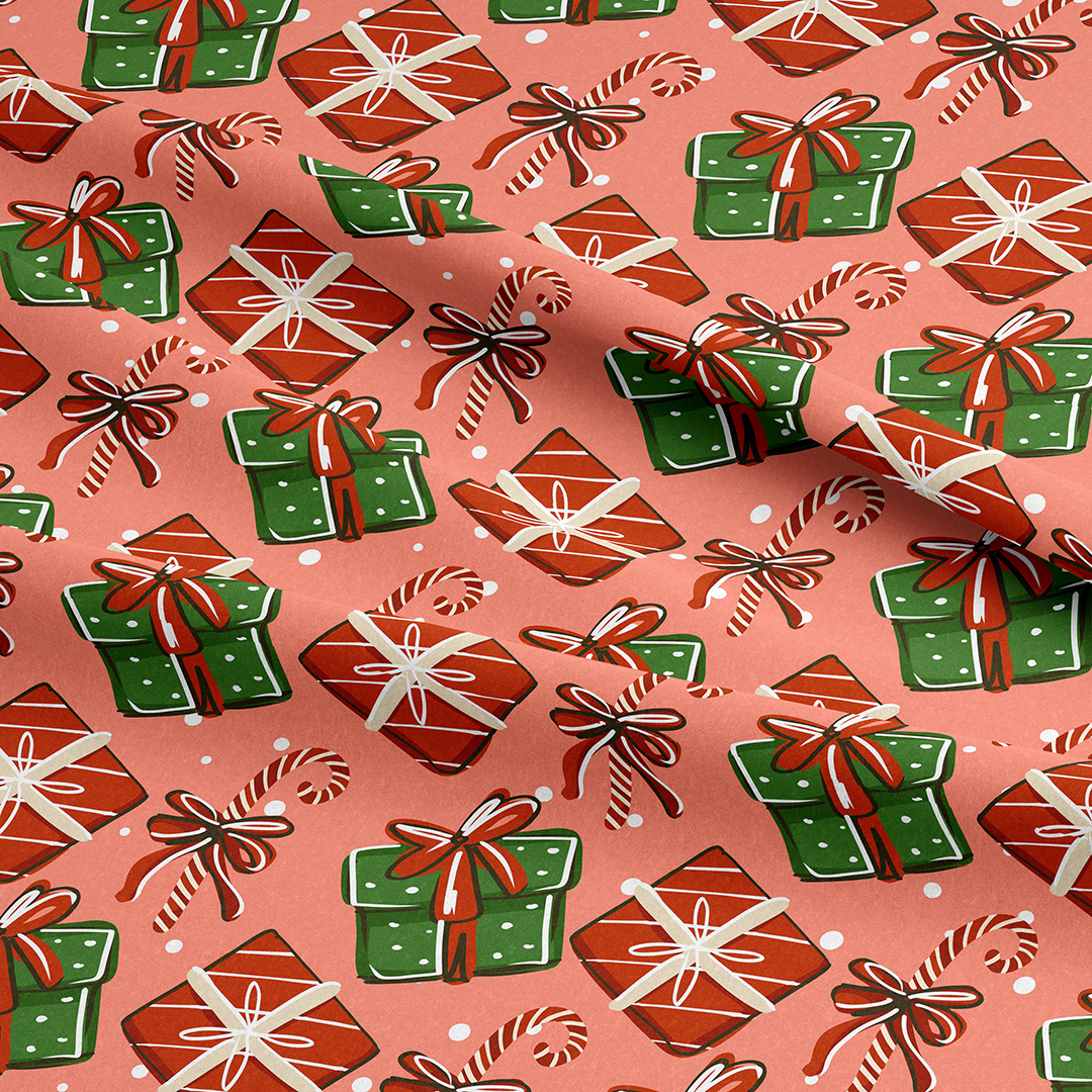 Christmas Gifts Peachy Fabric