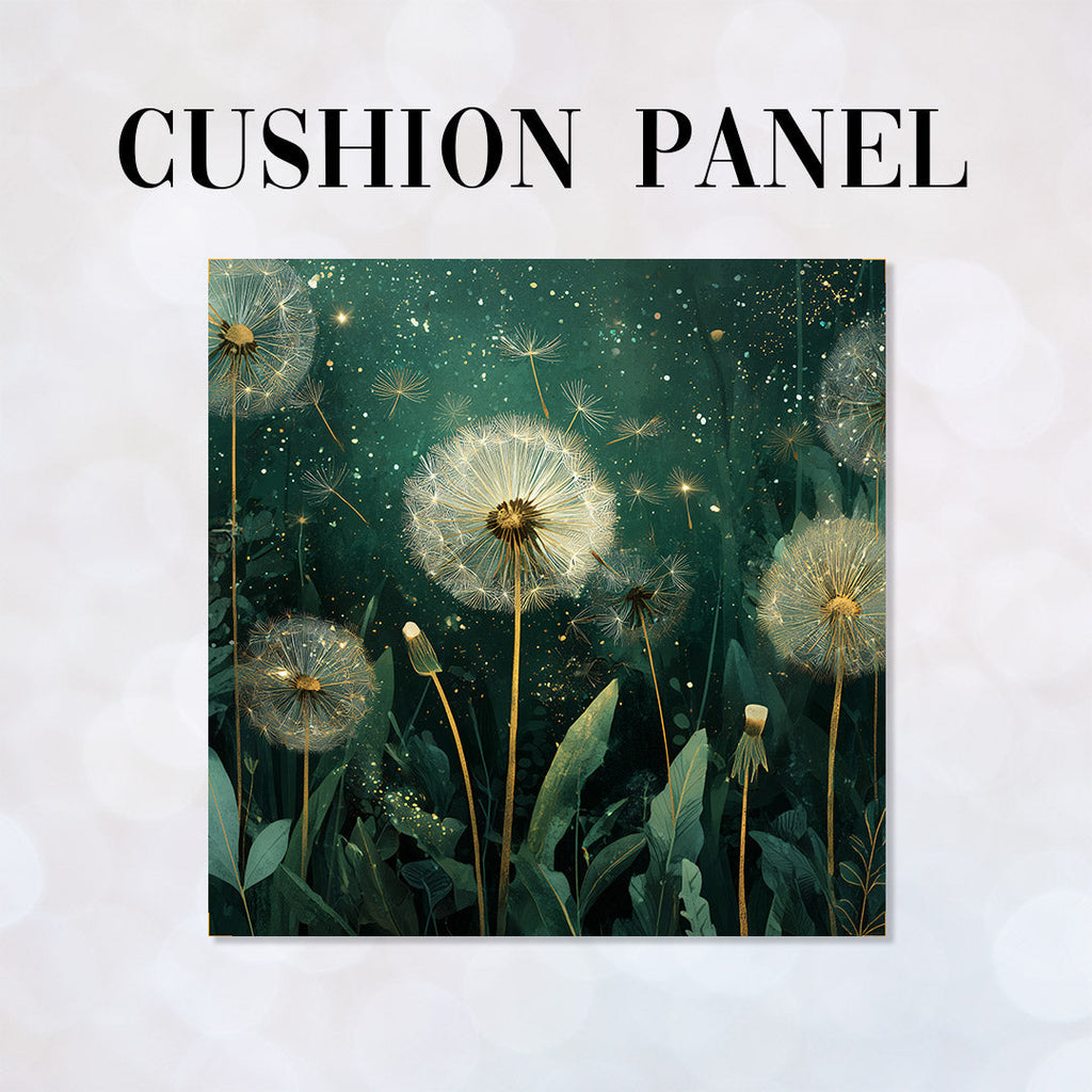 CUSHION Panel Dandelions Green 1 CP-1085