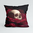 CUSHION Panel Crimson Petals Skull CP-1011