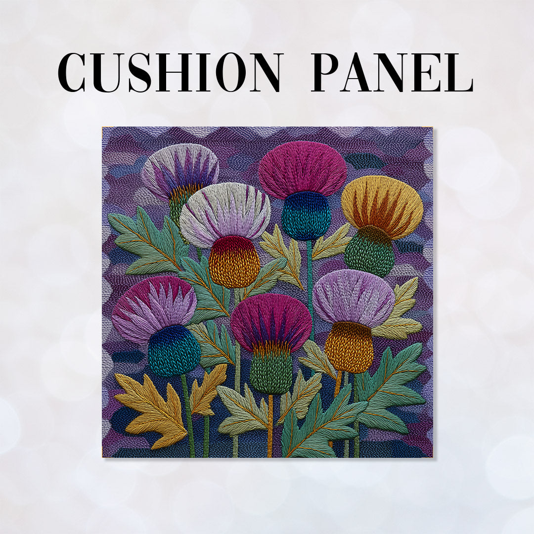 CUSHION Panel Stitched Thistles CP-1043