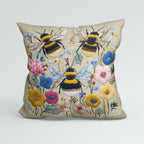 CUSHION Panel Bees on Linen 2 CP-1053