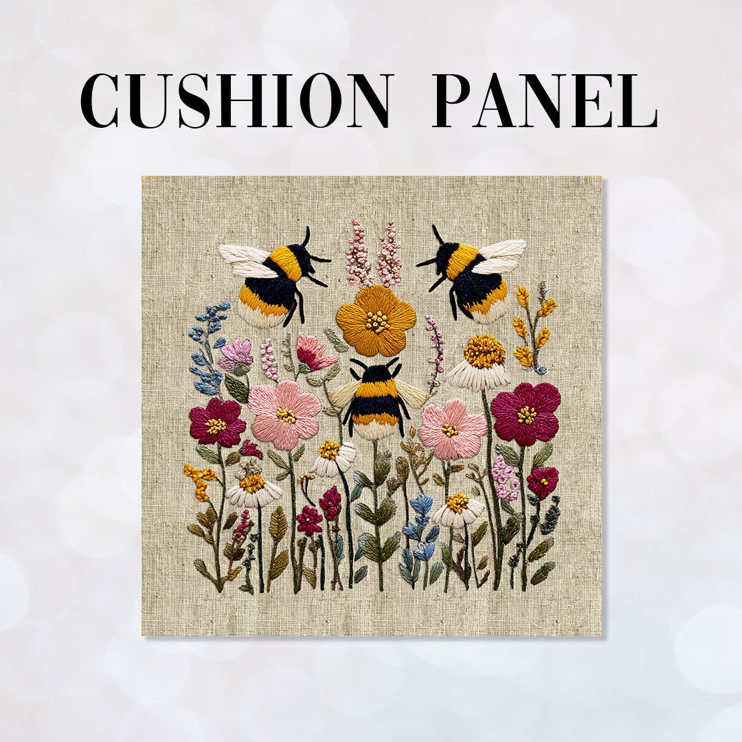 CUSHION Panel Bees on Linen 1 CP-1055