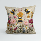 CUSHION Panel Bees on Linen 1 CP-1055