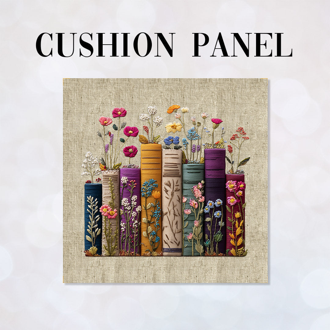 CUSHION Panel Books on Linen CP-1056