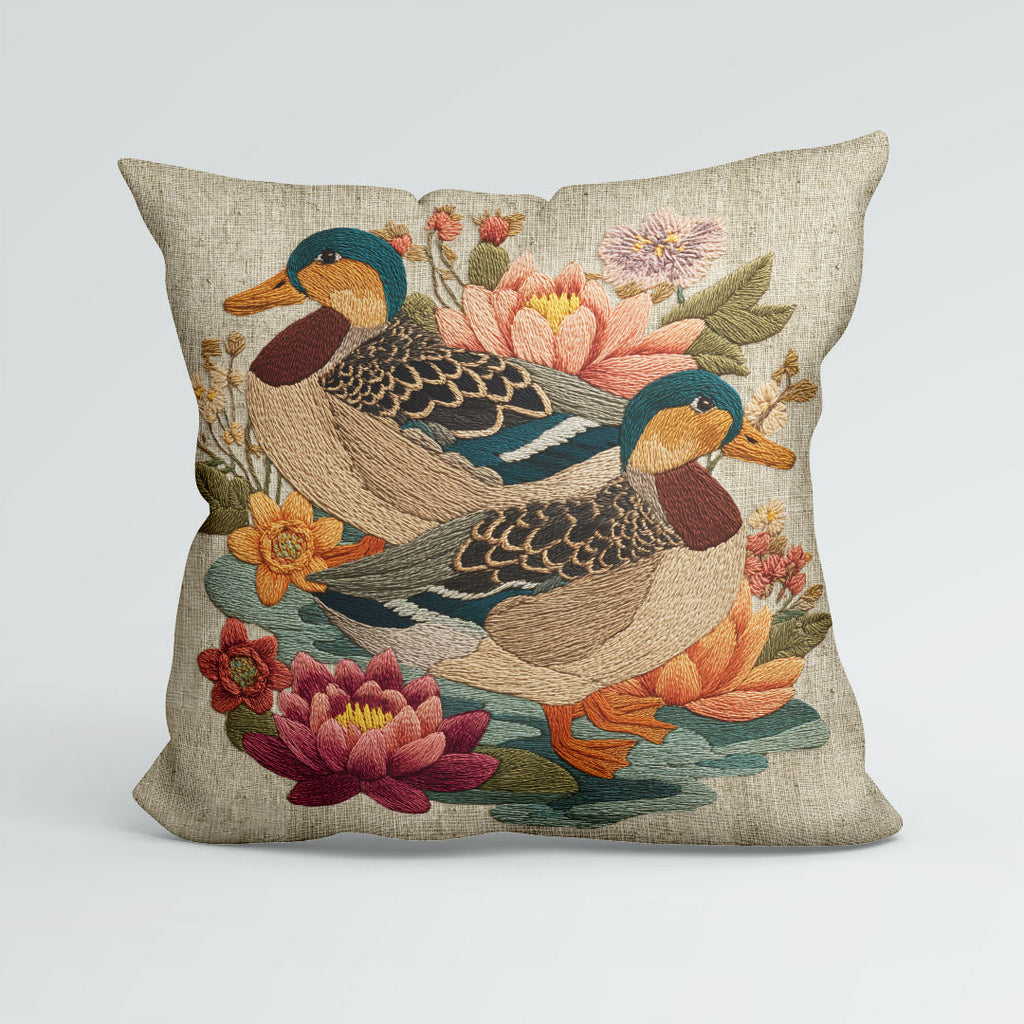 CUSHION Panel Ducks on Linen 2 CP-1058