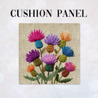 CUSHION Panel Thistles on Linen CP-1060