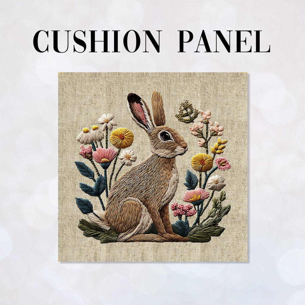 CUSHION Panel Hare on Linen 2 CP-1062