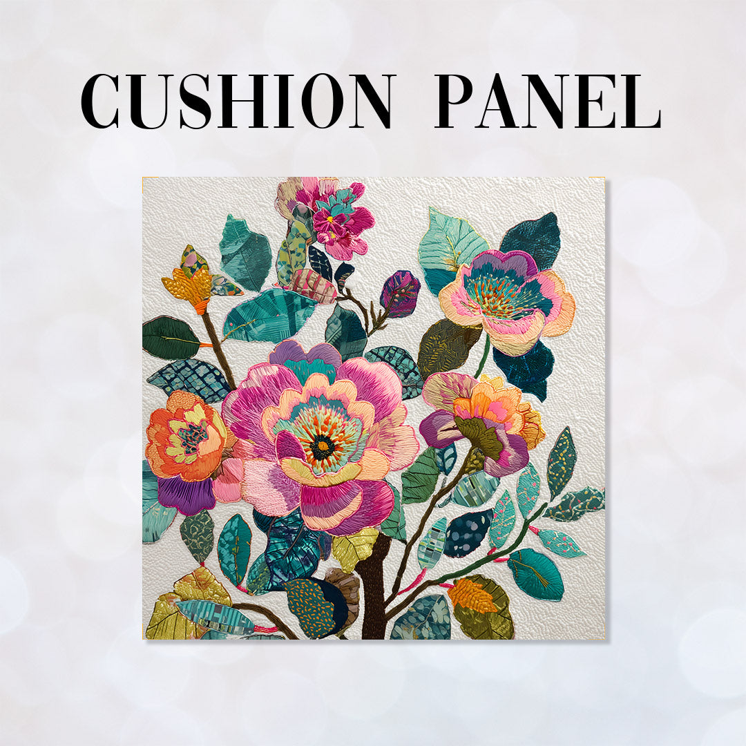 CUSHION Panel Quilted Flowers CP-1094