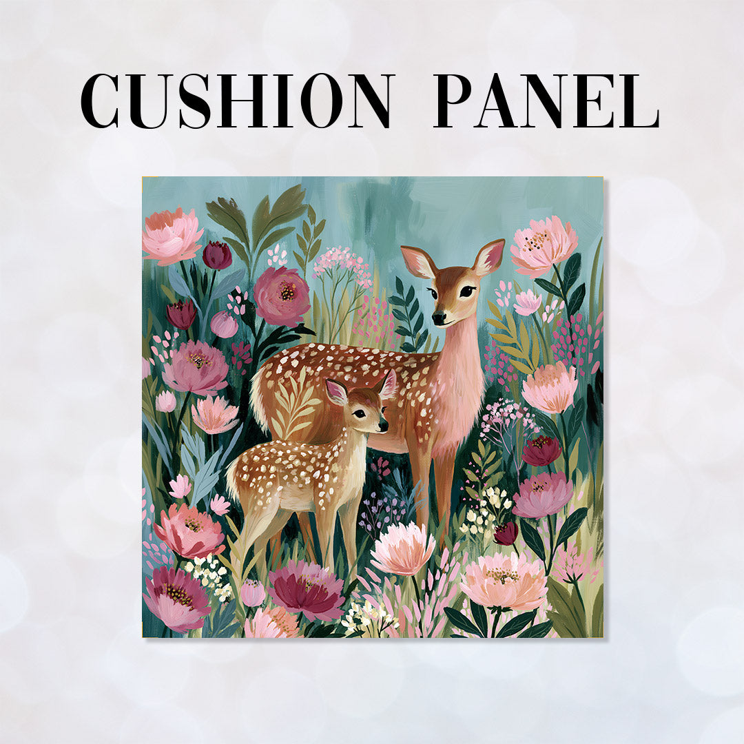 CUSHION Panel Mum and Baby Deer CP-1102