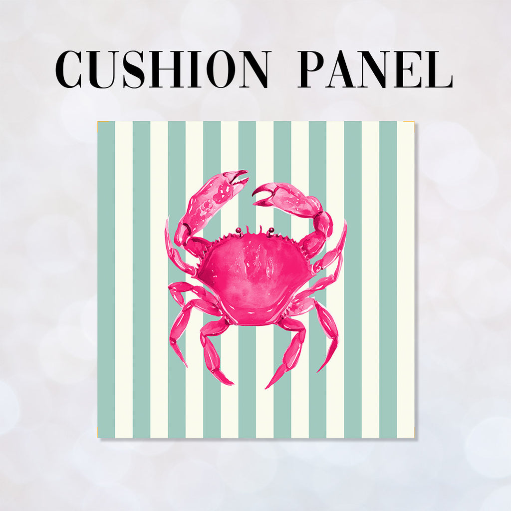 CUSHION Panel Pink Crab Mint Stripes CP-1109