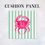 CUSHION Panel Pink Crab Mint Stripes CP-1109