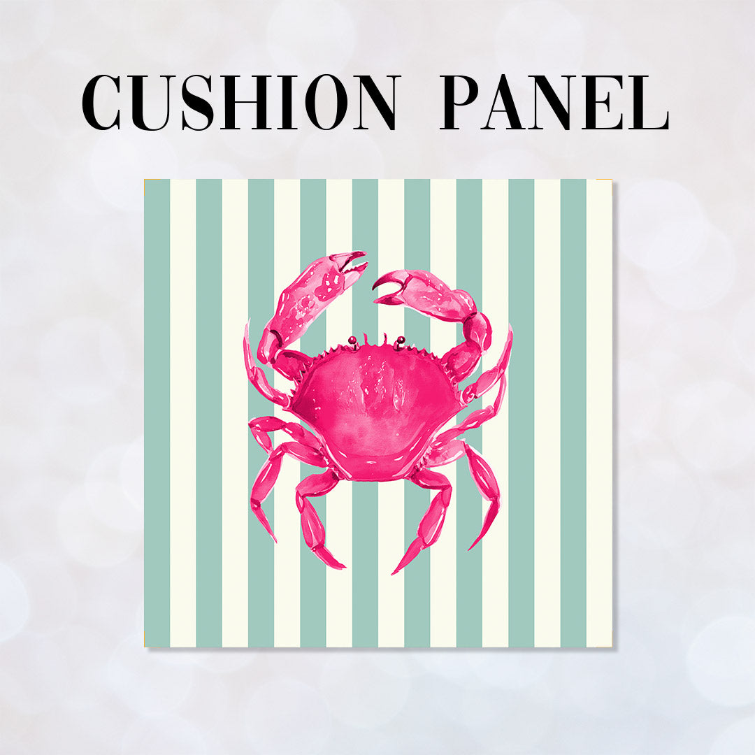 CUSHION Panel Pink Crab Mint Stripes CP-1109