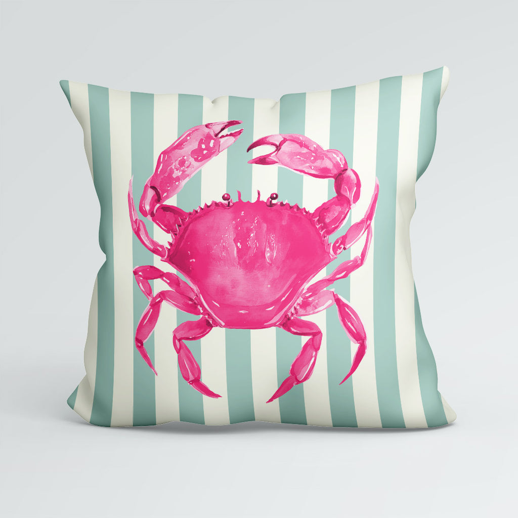 CUSHION Panel Pink Crab Mint Stripes CP-1109