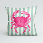 CUSHION Panel Pink Crab Mint Stripes CP-1109