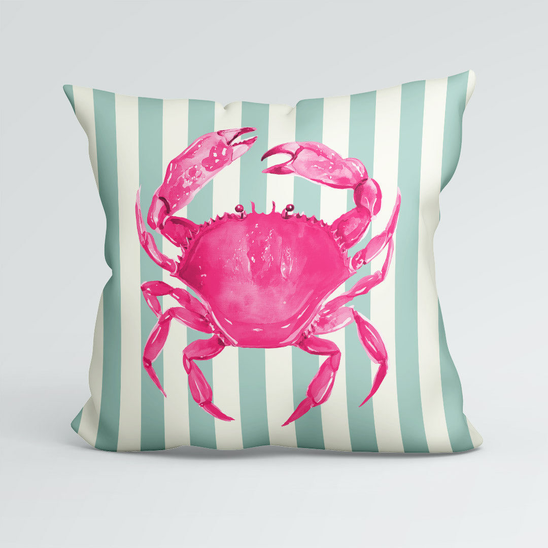 CUSHION Panel Pink Crab Mint Stripes CP-1109