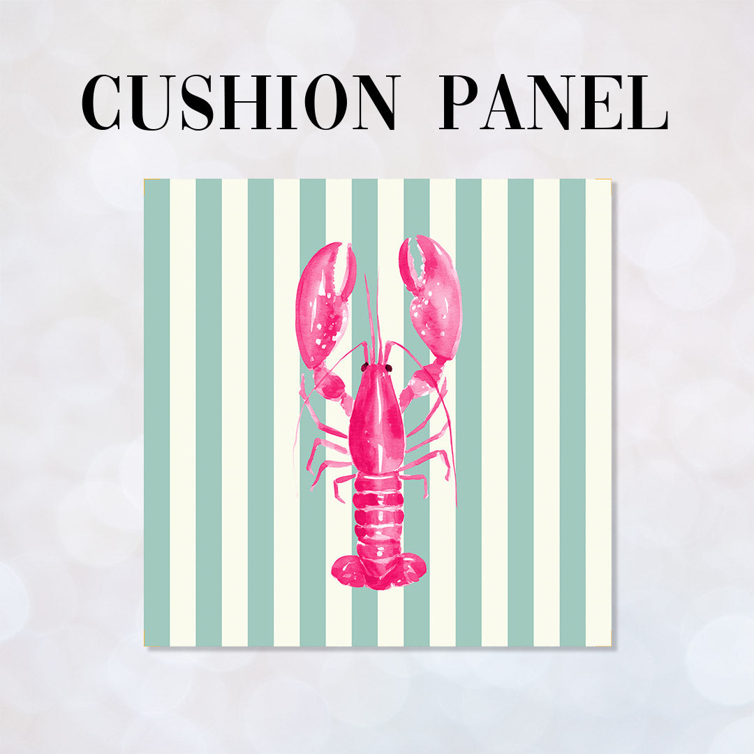 CUSHION Panel Pink Lobster Mint Stripes CP-1110