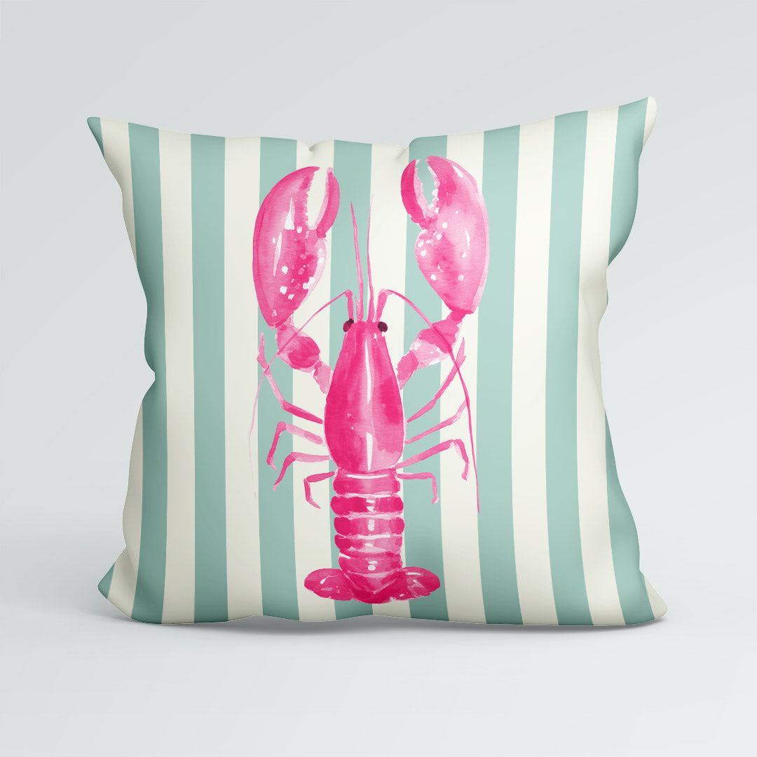 CUSHION Panel Pink Lobster Mint Stripes CP-1110
