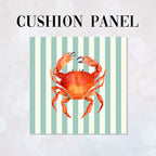 CUSHION Panel Red Crab Mint Stripes CP-1112