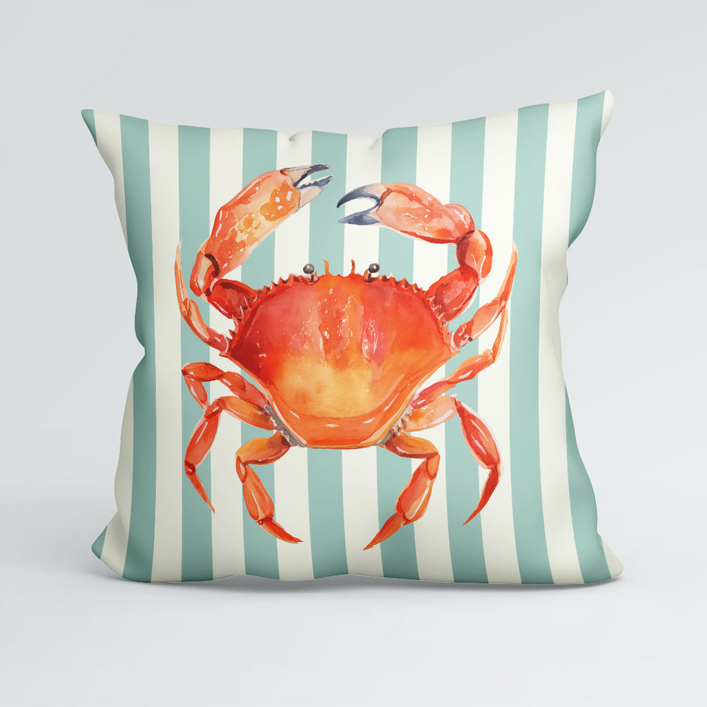 CUSHION Panel Red Crab Mint Stripes CP-1112