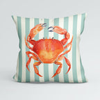 CUSHION Panel Red Crab Mint Stripes CP-1112