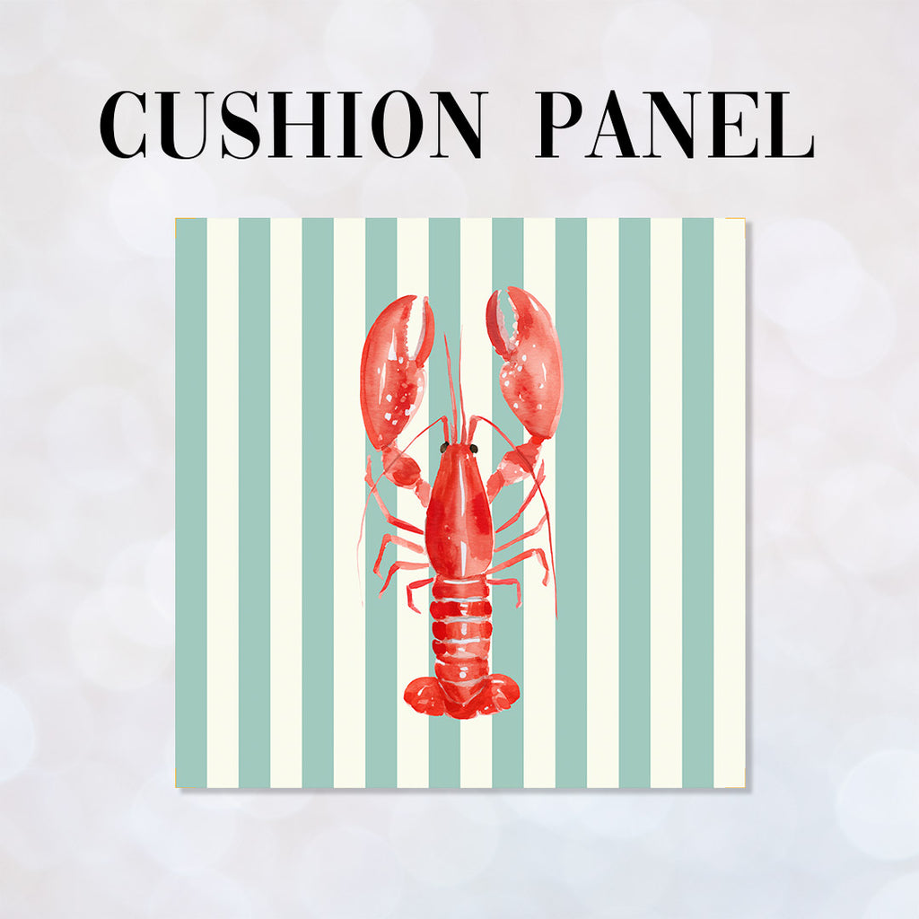 CUSHION Panel Red Lobster Mint Stripes CP-1113