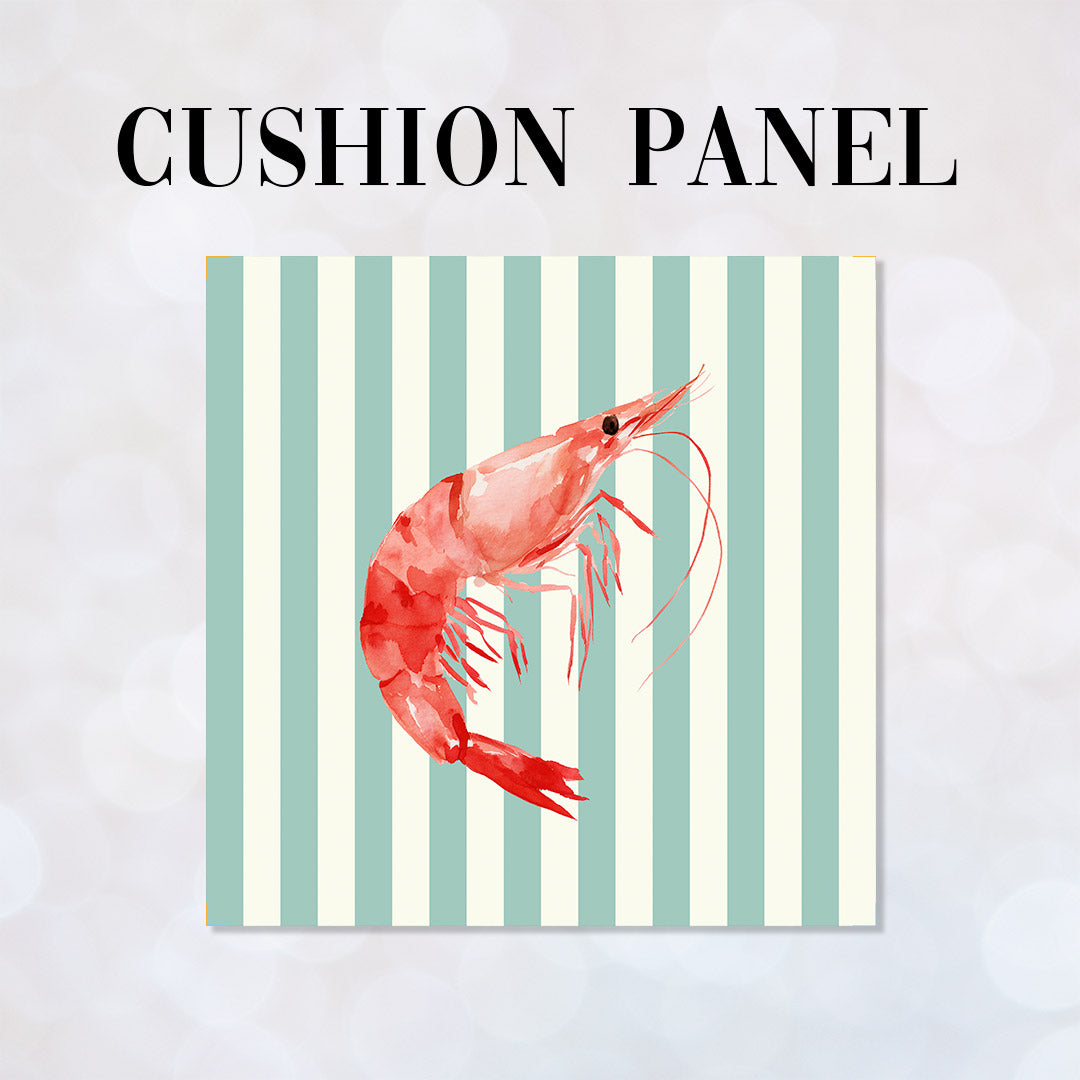 CUSHION Panel Red Shrimp Mint Stripes CP-1114