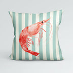 CUSHION Panel Red Shrimp Mint Stripes CP-1114