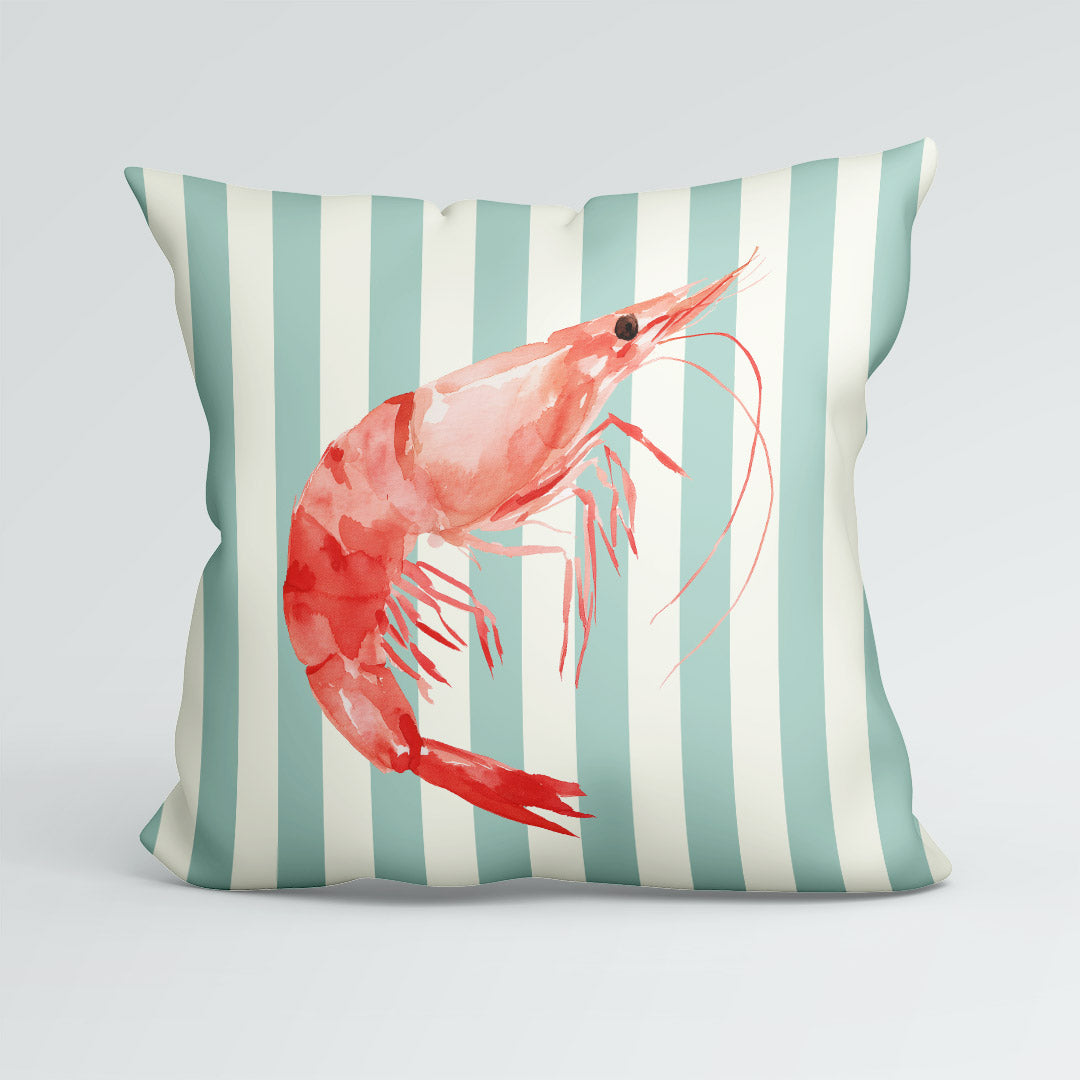 CUSHION Panel Red Shrimp Mint Stripes CP-1114